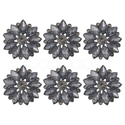 6Pcs Alloy Glass Buttons BUTT-CA0001-24-1