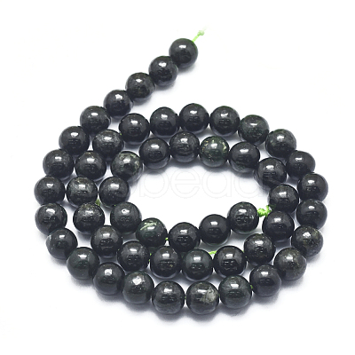 Natura Myanmar Black Jade Beads Strands G-D0001-06-8mm-1