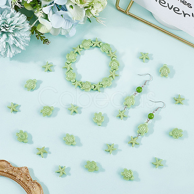 100Pcs 2 Styles Dyed Synthetic Turquoise Beads G-SC0003-52-1