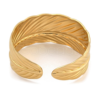 Real 18K Gold Plated 304 Stainless Steel Cuff Bangles BJEW-L695-001G-02-1