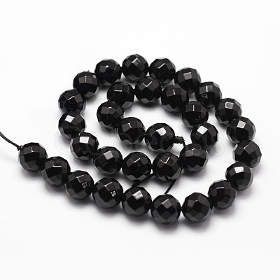 Natural Dyed & Heated Black Onyx Beads Strands G-D840-23-6mm-1