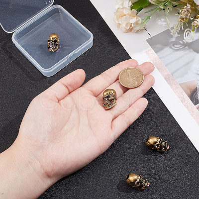 4Pcs Brass Skull European Beads KK-HY0001-94A-1