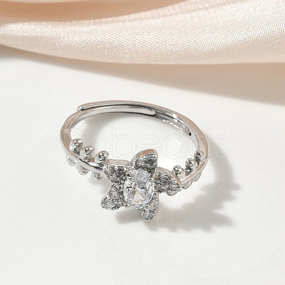 Brass Micro Pave Cubic Zirconia Finger Rings RJEW-C163-05P-1