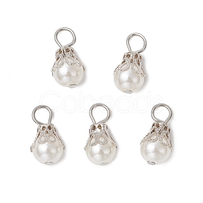 Round Imitation Pearl Acrylic  Pendants PALLOY-JF04002-02-1
