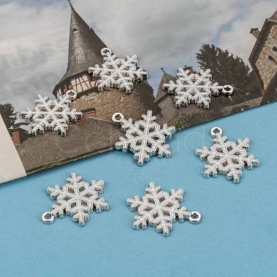 Snowflake Alloy Enamel Pendants X-ENAM-R041-34-1