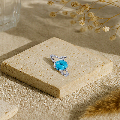 1Pc Alloy Glass Open Ring with European and American Fashion Personality RJEW-LP0008-22-1