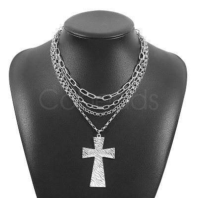 Alloy Multi Layered Necklaces for Women NJEW-U013-04P-1