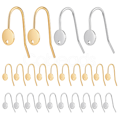 24Pcs 2 Colors 304 Stainless Steel Earring Hooks STAS-UN0063-73-1