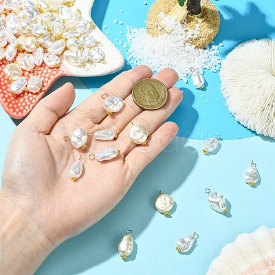 65Pcs 13 Styles ABS Plastic Imitation Pearl Pendants PALLOY-CJ00169-1