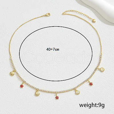 Elegant Ocean Style Brass Clear Cubic Zirconia Turtle Shell Pendant Bib Necklaces for Women Beach Wear RD4972-1