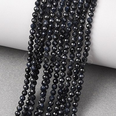 Natural Black Sapphire Beads Strands G-P625-3mm-01-1