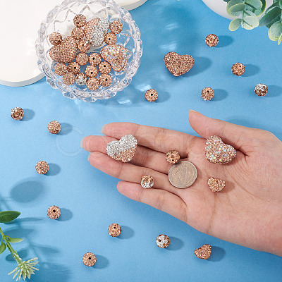 38Pcs Handmade Polymer Clay Rhinestone Beads CLAY-BT0001-14-1