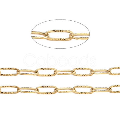304 Stainless Steel Textured Paperclip Chains CHS-I009-01G-1