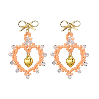 Glass Seed Beads Dangle Stud Earrings EJEW-MZ00396-02-1