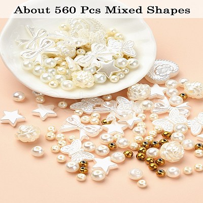 DIY Imitation Pearl Plastic Stretch Bracelet Making Kit DIY-YW0009-04-1