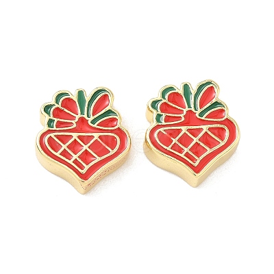 Christmas Brass Enamel Beads KK-I474-G26-1