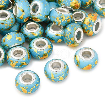 Opaque Resin Rondelle European Beads RESI-Z046-01B-1