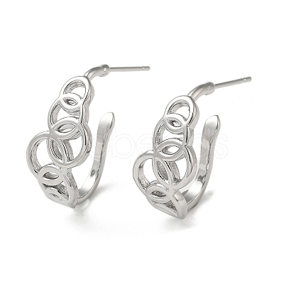 Brass Ring Stud Earrings EJEW-C070-01P-1