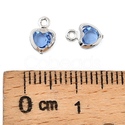 Heart Brass Glass Charms KK-S385-01S-10-1
