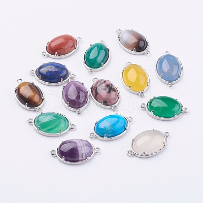 Brass Natural/Synthetic Gemstone Links connectors G-E398-03A-1
