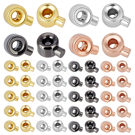 60Pcs 4 Colors Brass Crimp Beads KK-PH0014-91-1