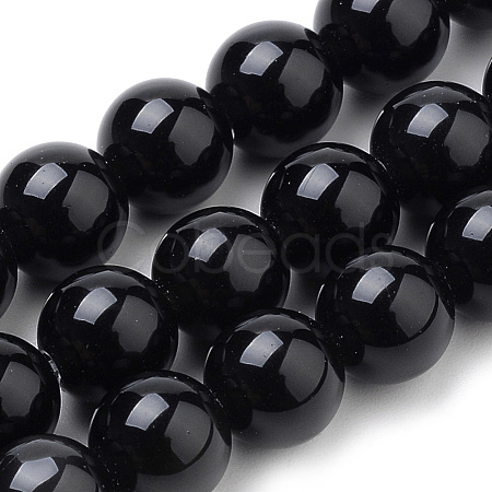 Natural Black Onyx Beads Strands G-S259-19-10mm-1
