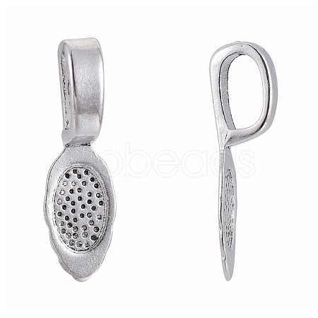 Tibetan Style Alloy Glue-on Flat Pad Bails X-LF10728Y-NF-1