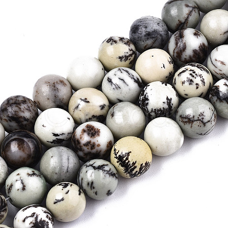 Natural Dendritic Jasper Beads Strands G-T129-17-1