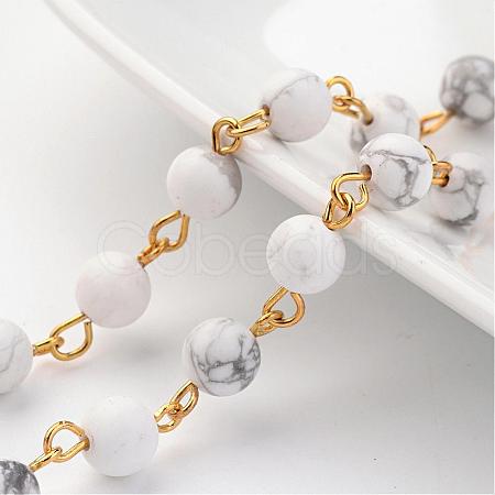 Handmade Natural Howlite Beaded Chains AJEW-JB00228-03-1