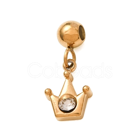 304 Stainless Steel Pave Clear Cubic Zirconia Charms CU-CBAB6EC-11G-1