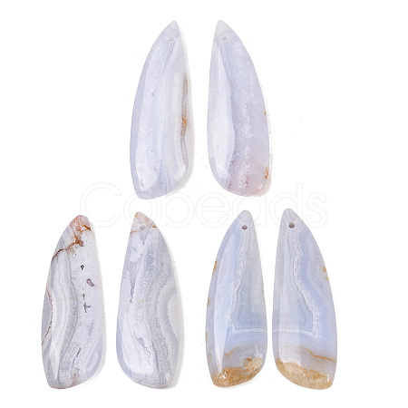 Natural Blue Lace Agate Pendants G-K381-25-1