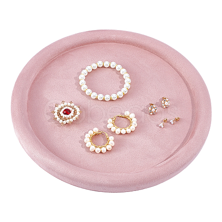 Round Wood Covered with Velvet Jewelry Display Trays for Earrings Rings Necklaces Bracelets ODIS-WH0043-178A-01-1