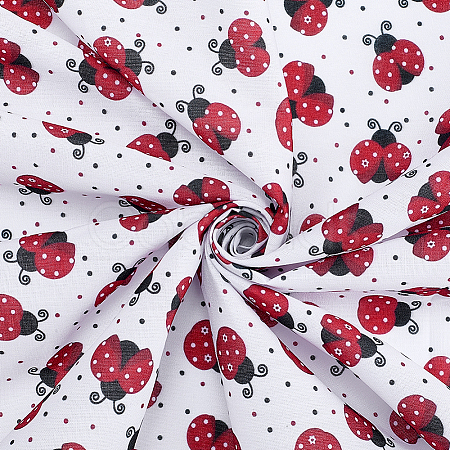 2M Ladybug Pattern Polyester Fabric DIY-WH0061-055-1