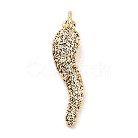 Rack Plating Brass Micro Pave Clear Cubic Zirconia Pendants KK-Z064-10G-1