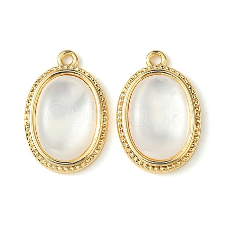 Brass Pave Shell Pendants KK-M277-06A-G-1