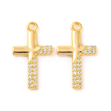 Brass Micro Pave Clear Cubic Zirconia Pendants KK-U017-09E-G-1