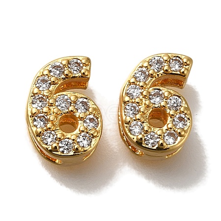 Rack Plating Number Brass Micro Pave Clear Cubic Zirconia Silde Charms KK-A231-13G-1