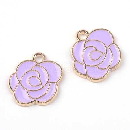 Light Gold Alloy Enamel Pendants ENAM-Q032-06C-1