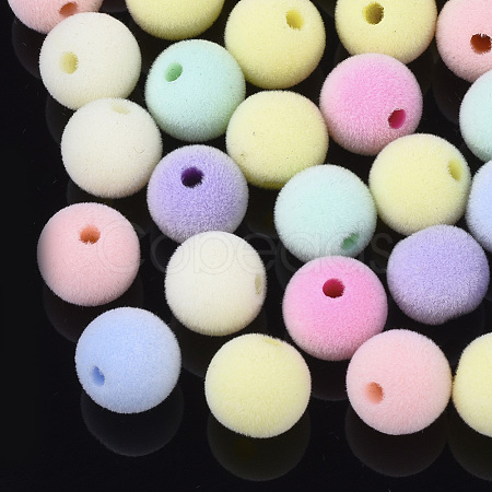 Flocky Acrylic Beads X-OACR-T005-27-8mm-1