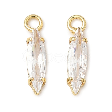 Brass Pave Clear Cubic Zirconia Charms CU-CBAD360-09G-01-1