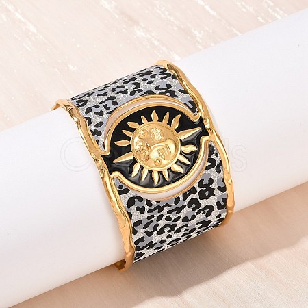 304 Stainless Steel Cuff Bangles for Women BJEW-K285-01B-G-1