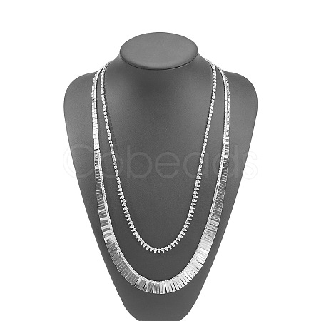 Iron Crystal Rhinestone Chain Double Layer Necklaces for Women WGBAFBD-02-1