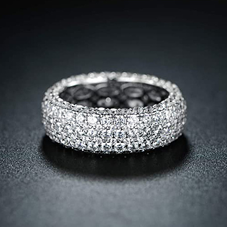 Brass Micro Pave Clear Cubic Zirconia Finger Rings for Women FS-WG796B2-03-1