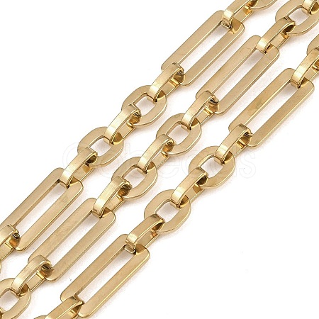 201 Stainless Steel Oval with Rectangle Link Chains CHS-F024-01B-G-1