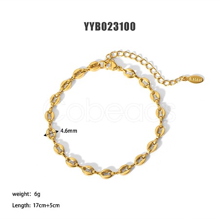 Simple 304 Stainless Steel Coffee Bean Chain Bracelets PM6439-18-1