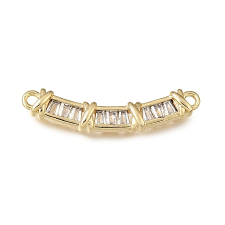 Brass Micro Pave Clear Cubic Zirconia Connector Charms CU-CBA3569-04G-B-1