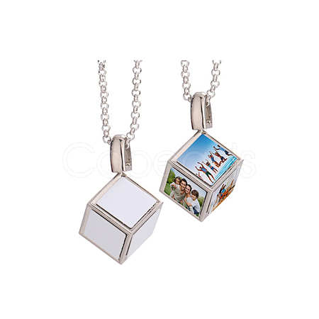 Sublimation Blank Aluminum Pendant Necklace NJEW-E020-04P-1