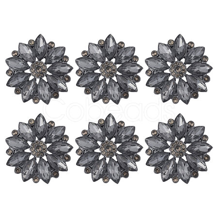 6Pcs Alloy Glass Buttons BUTT-CA0001-24-1