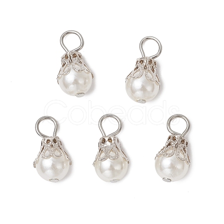 Round Imitation Pearl Acrylic  Pendants PALLOY-JF04002-02-1