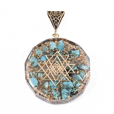 Transparent Epoxy Resin Spiritual Geometric Pendants RESI-T049-01-1